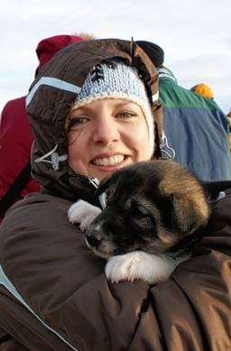 Denise Eaton with a husky pup