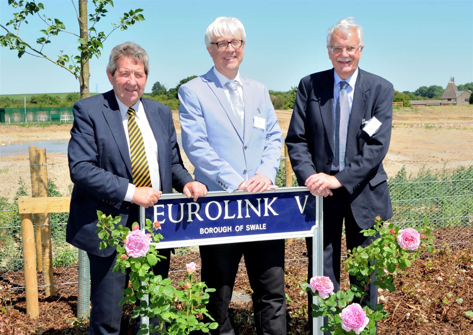 Sittingbourne and Sheppey MP Gordon Henderson, Trenport's Richard Hall and former councillor Mike Cosgrove at the tree planting ceremony in June 2018