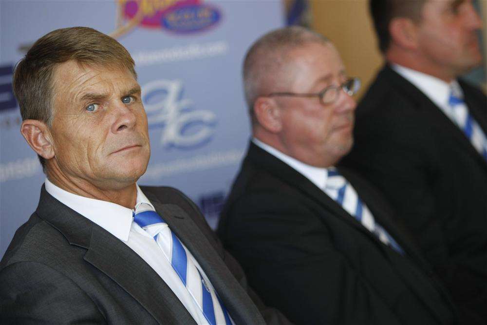 Former manager Andy Hessenthaler and Gills chairman Paul Scally