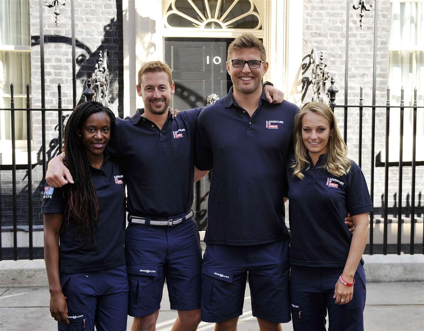 Charlotte Evans at the launch of world yacht challenge outside 10 Downing Street