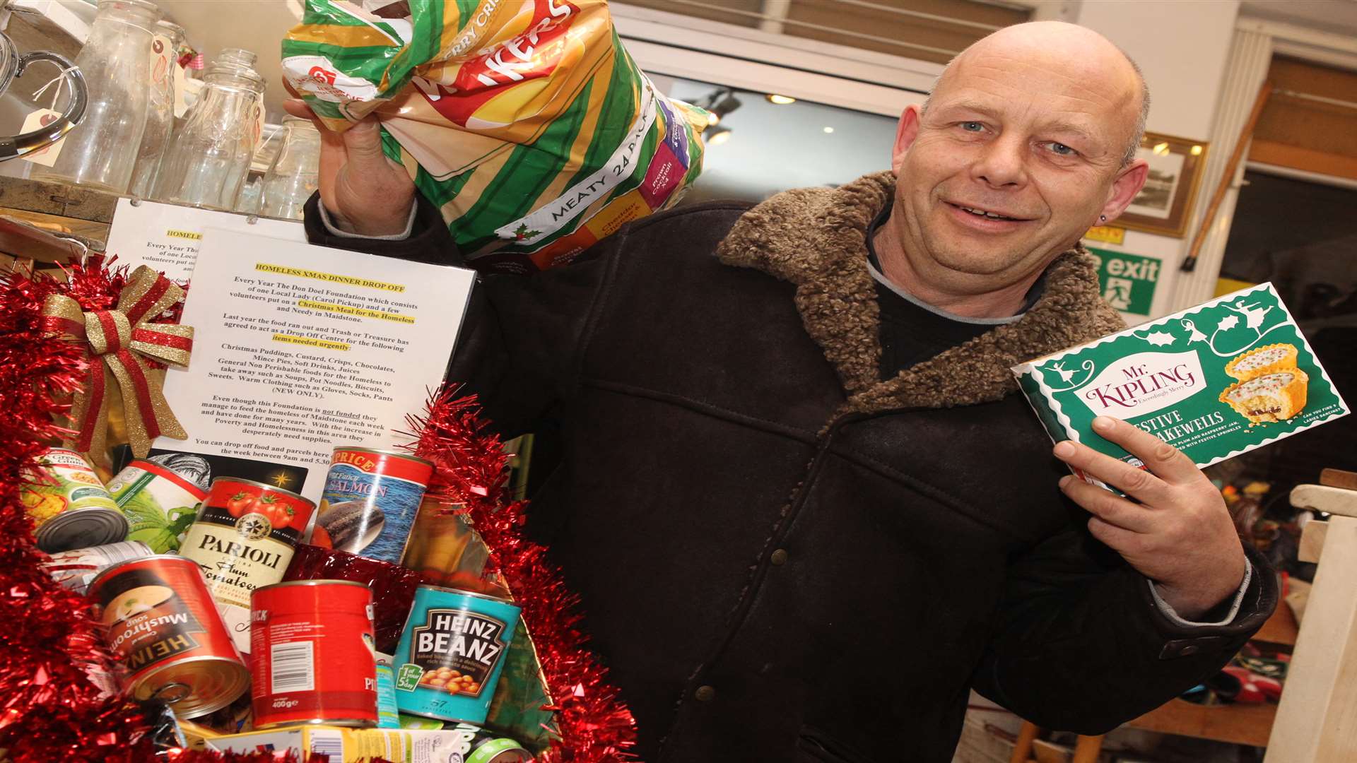 Tony Dambiec, shop employee and former homeless man at Trash or Treasure, is running a collection of food for the homeless in Maidstone. Picture: John Westhrop