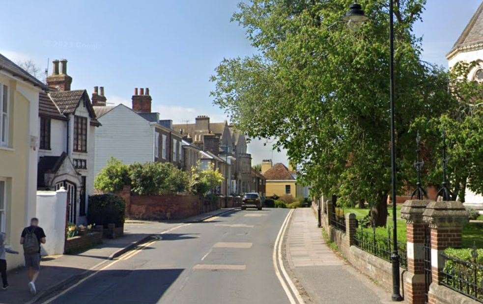 There are delays in South Road, Faversham following a crash between a car and a bike. Picture: Google Maps
