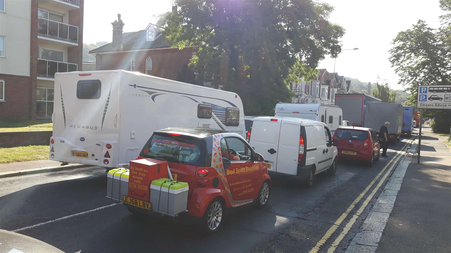 The traffic delays spilled into Maison Dieu Road, Dover, on Black Saturday