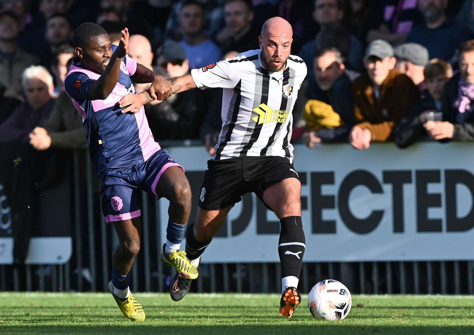 Dartford midfielder Samir Carruthers, right, has hit a rich vein of goal-scoring form in National League South. Picture: Keith Gillard