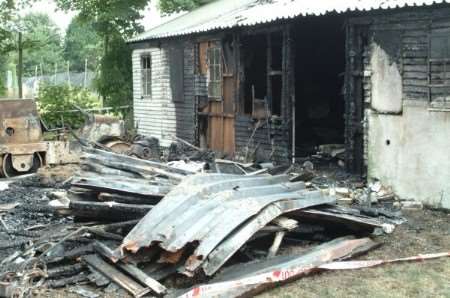 After the fire: the cricket pavilion was left in tatters