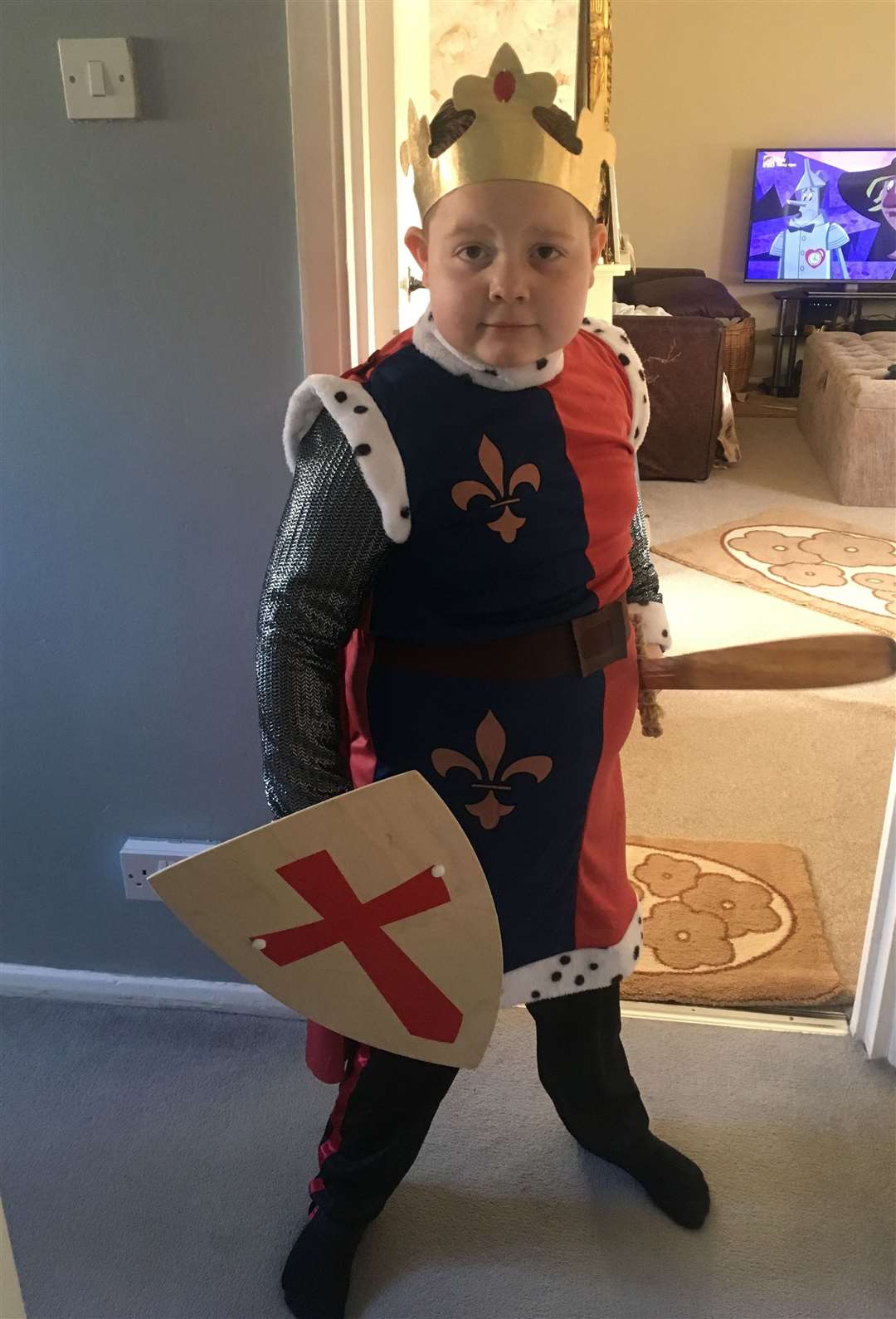 Lee George as King Arthur who attends Platts Heath Primary School, in Maidstone