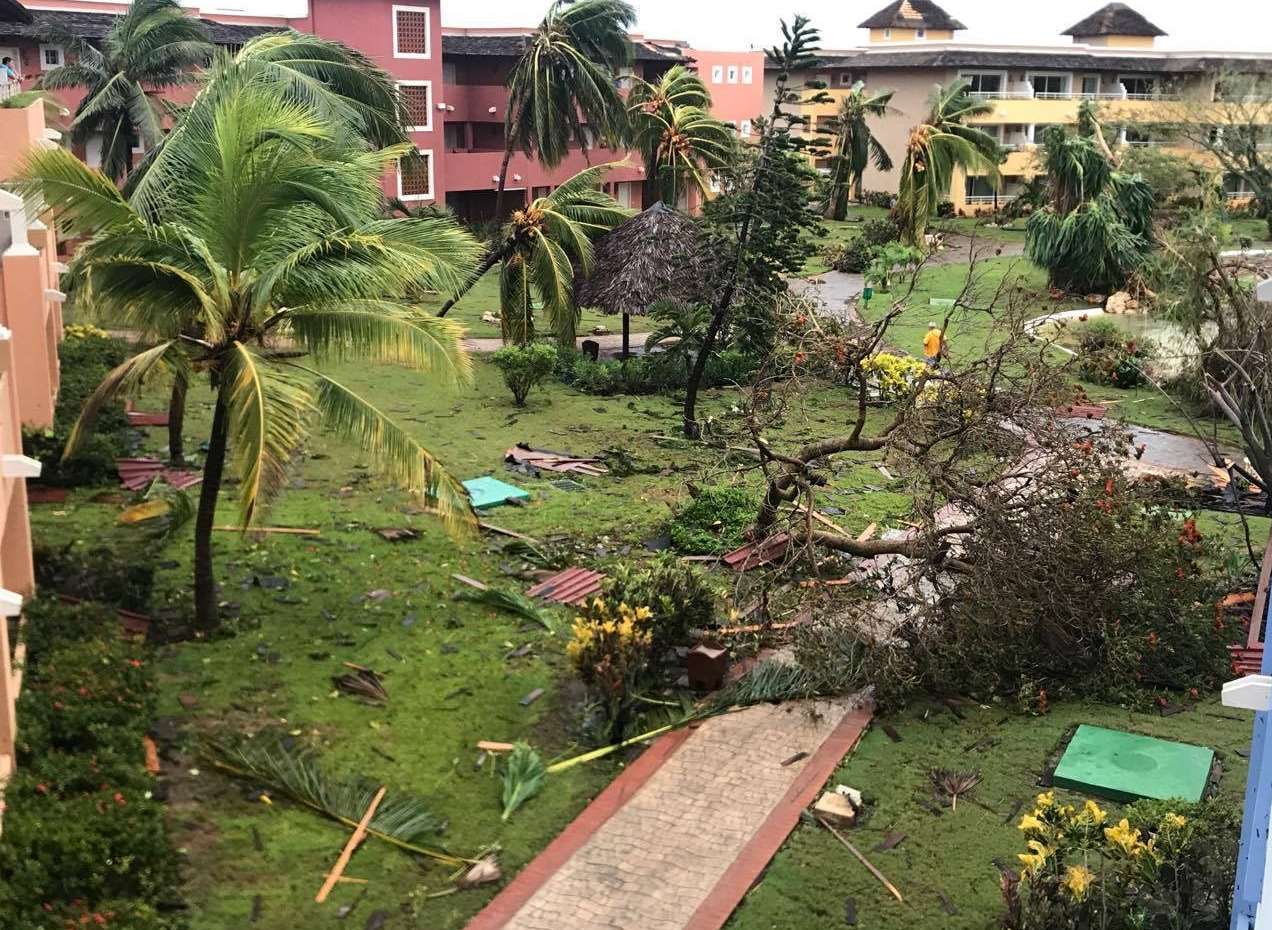 Damage to the grounds of the hotel the couple were originally staying in before being evacuated