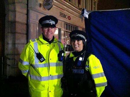 Insp Dave Coleman and Acting Sgt Steph Wilson out policing the town centre