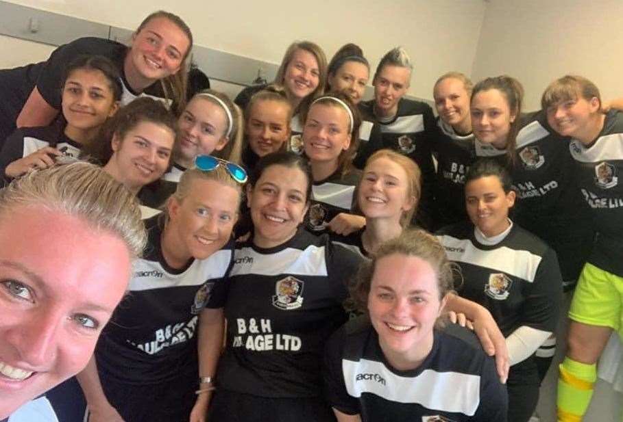 Leyla Latif pictured centre front with her Dartford FC team mates (43493824)