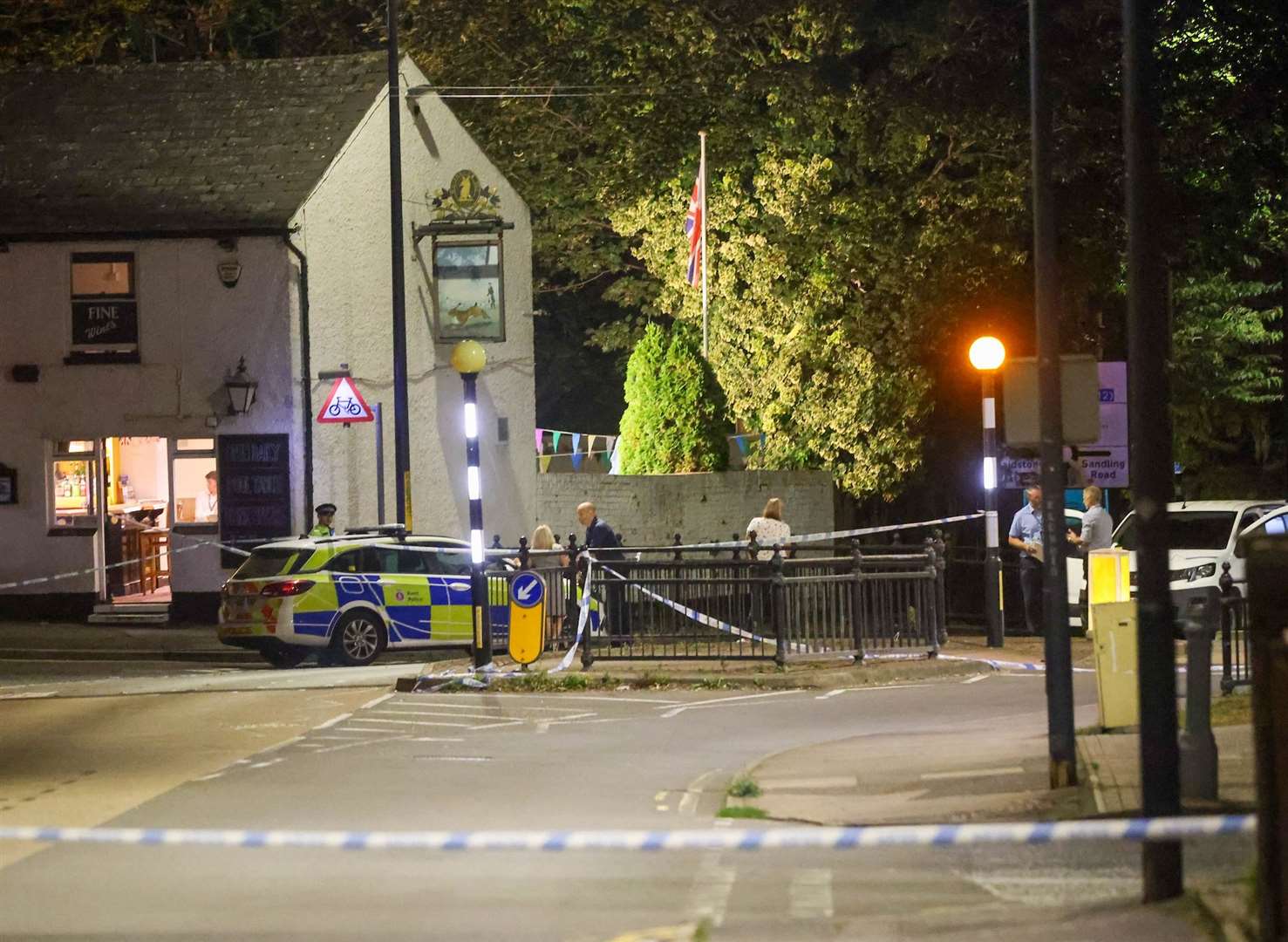 The road remained closed in the aftermath of the suspected murder in Maidstone. Picture: UKNIP