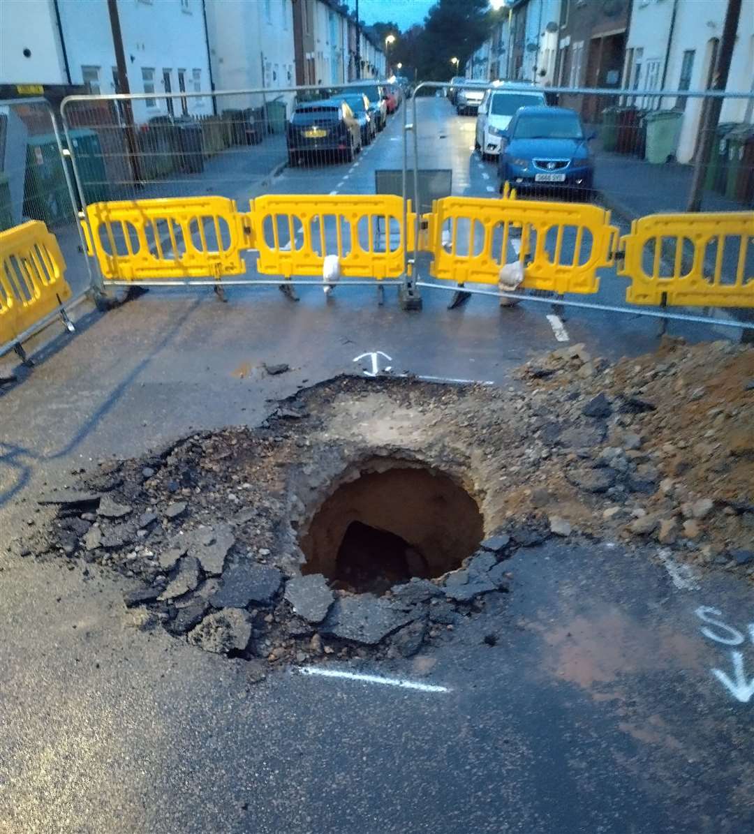 The hole in Gladstone Road