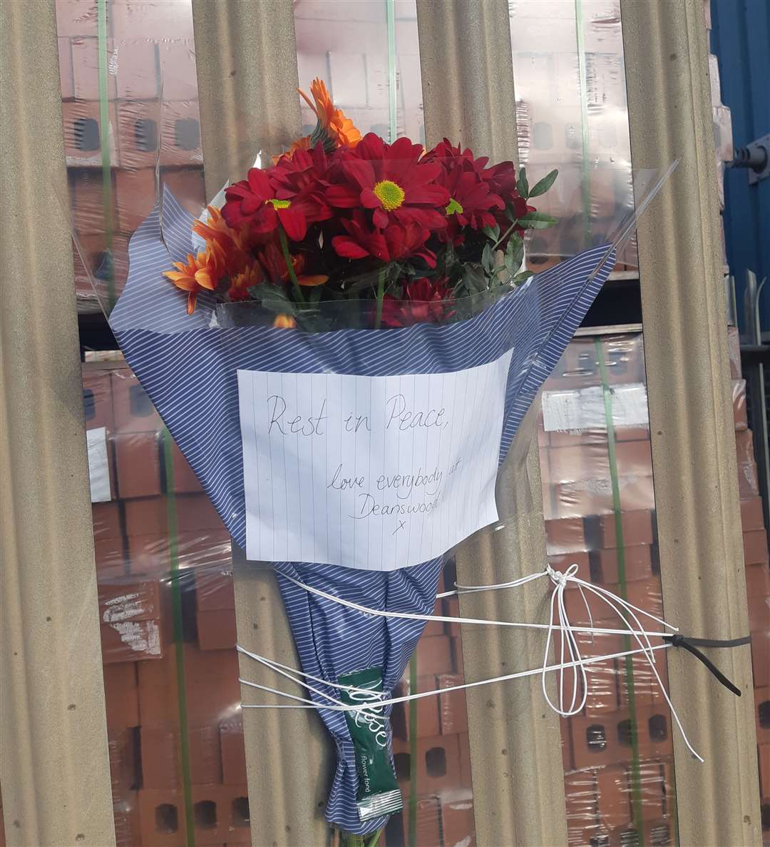 A floral tribute from Deanswood was tied to a fence on the opposite side of the road, in Anthonys Way, Medway City Estate (20579315)
