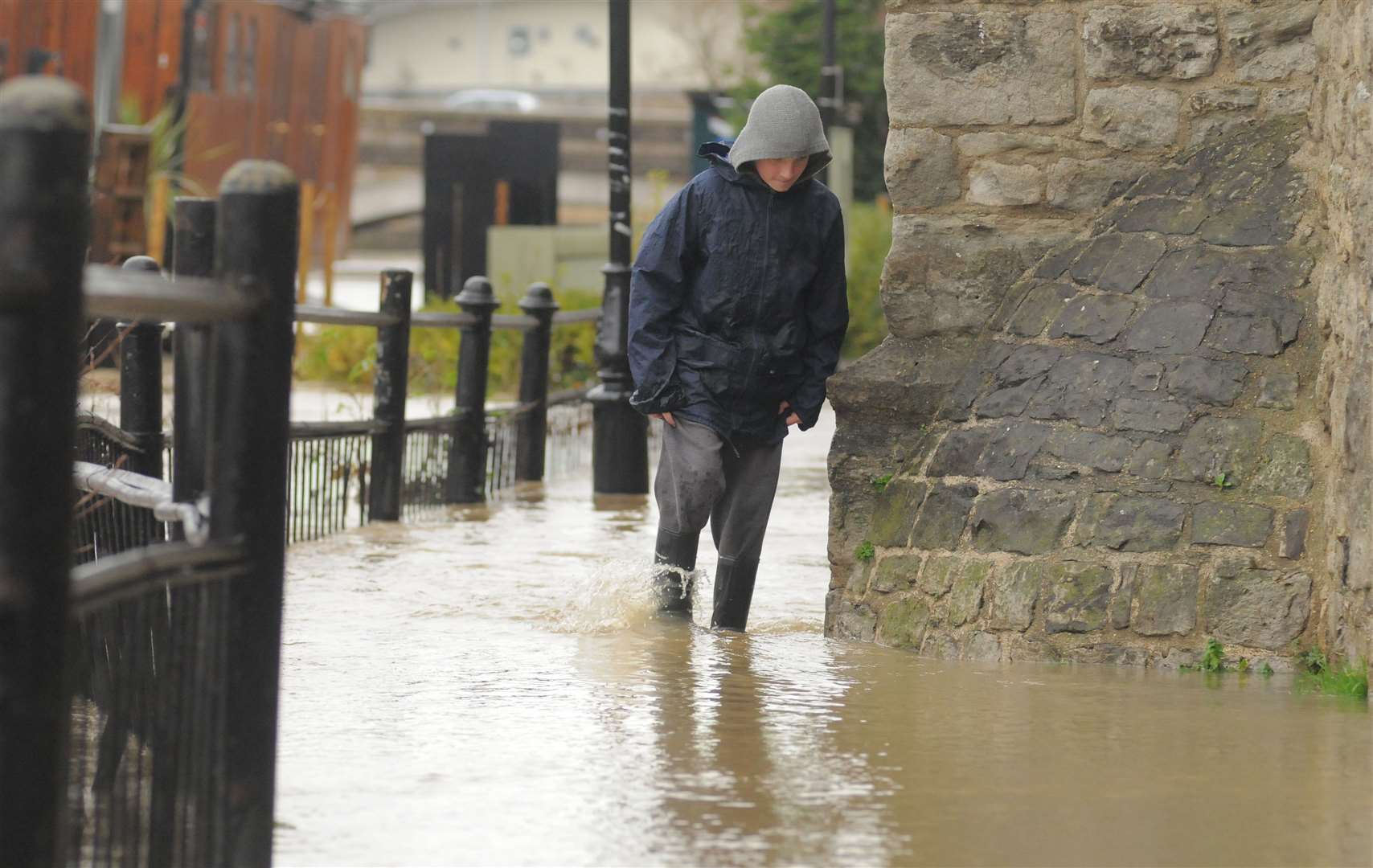 A previous flood on the footpath in Maidstone near All Saints Church Picture: Steve Crispe