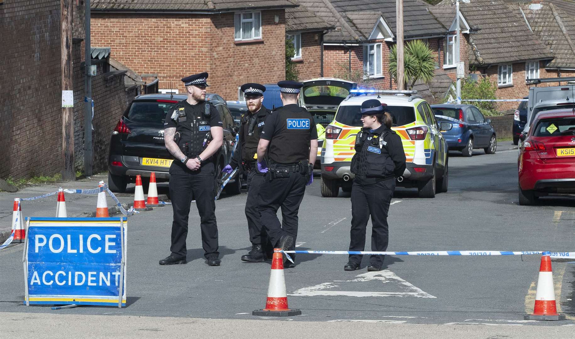 Police in Greatness Lane, Sevenoaks earlier today. Picture: Dimensionphotos