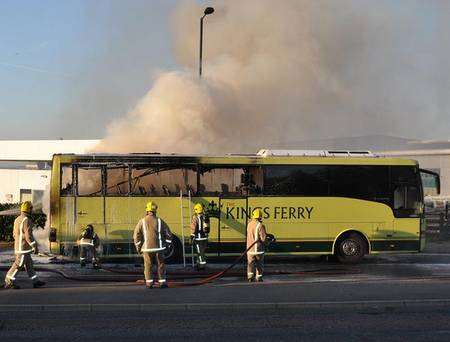 Coach on fire in Beechings Way, Gillingham. Picture courtesy reader Mark Owens