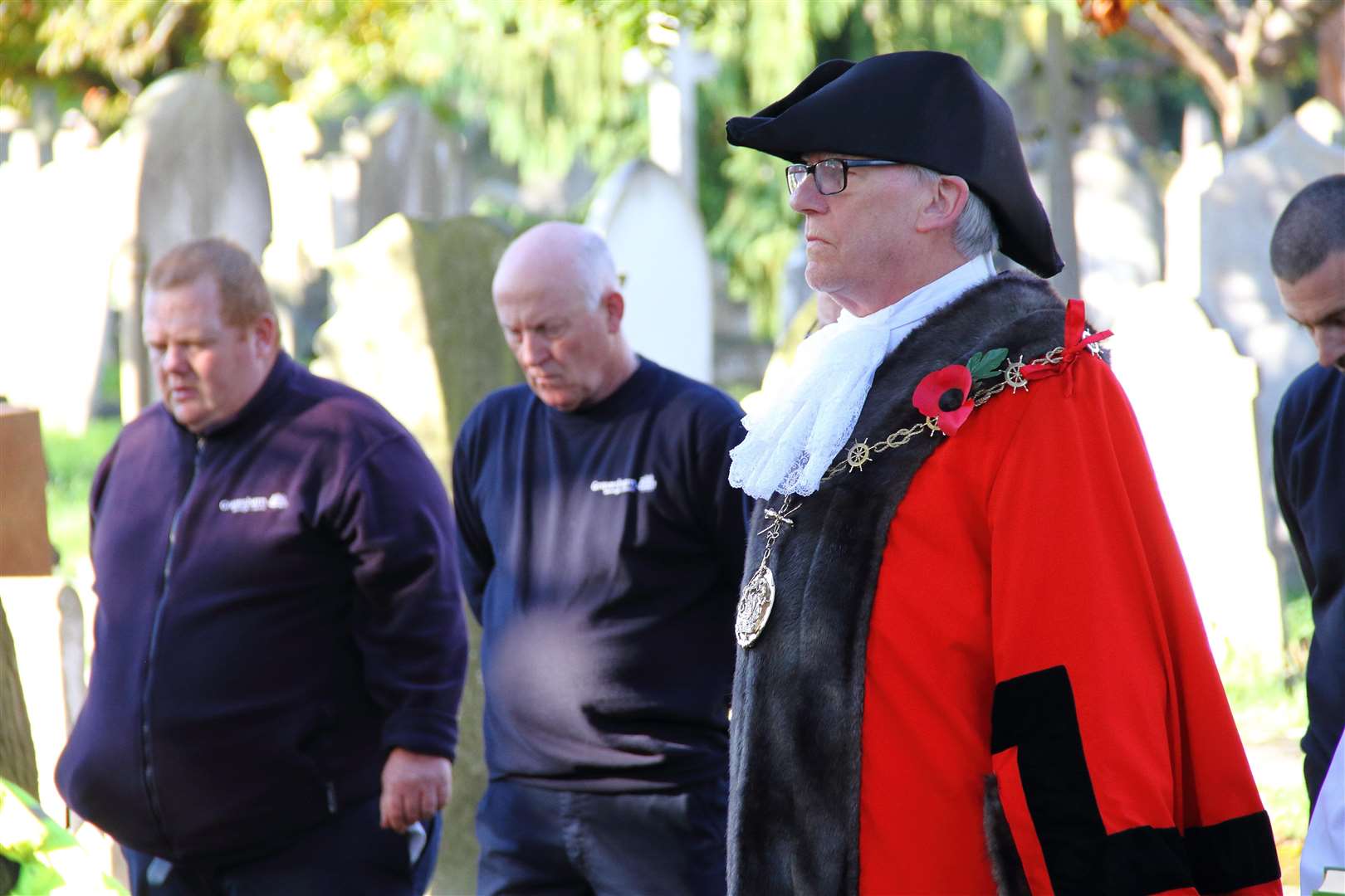 Mayor of Gravesham, Cllr David Hurley, paid his respets at the memorials. Picture: Gravesham Borough Council.