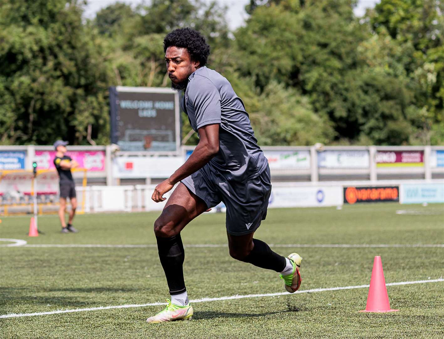 Summer signing Devonte Aransibia is put through his paces at pre-season testing. Picture: Helen Cooper