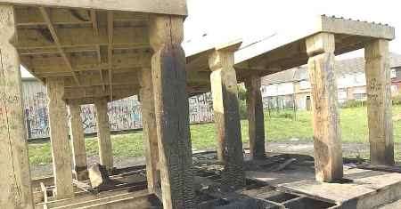 WANTON DESTRUCTION: The burned-out shelter. Picture: GRANT FALVEY