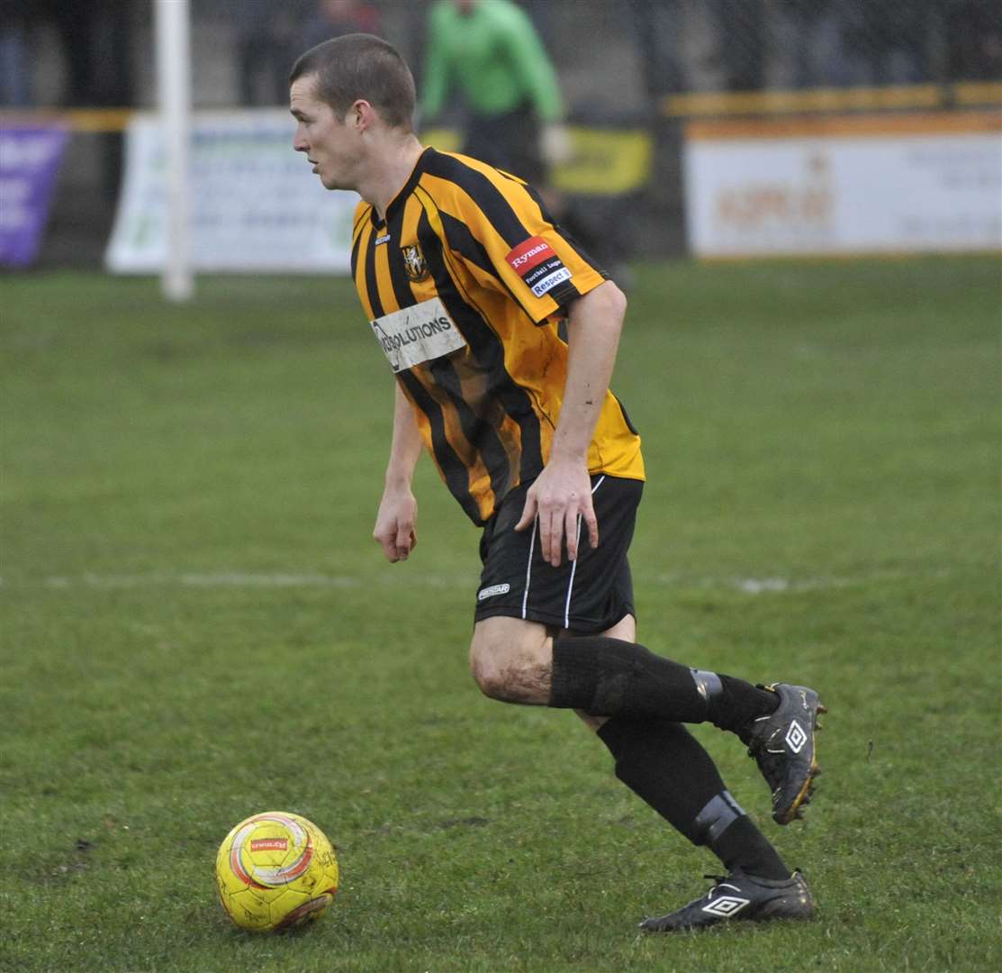 Lydd new boy Richard Atkins in action for Folkestone Invicta. Picture: Tony Flashman