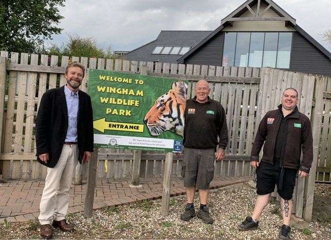 Craig Mackinlay visited Wingham Wildlife Park as Tony Binskin and Markus Wilder prepared for today's reopening