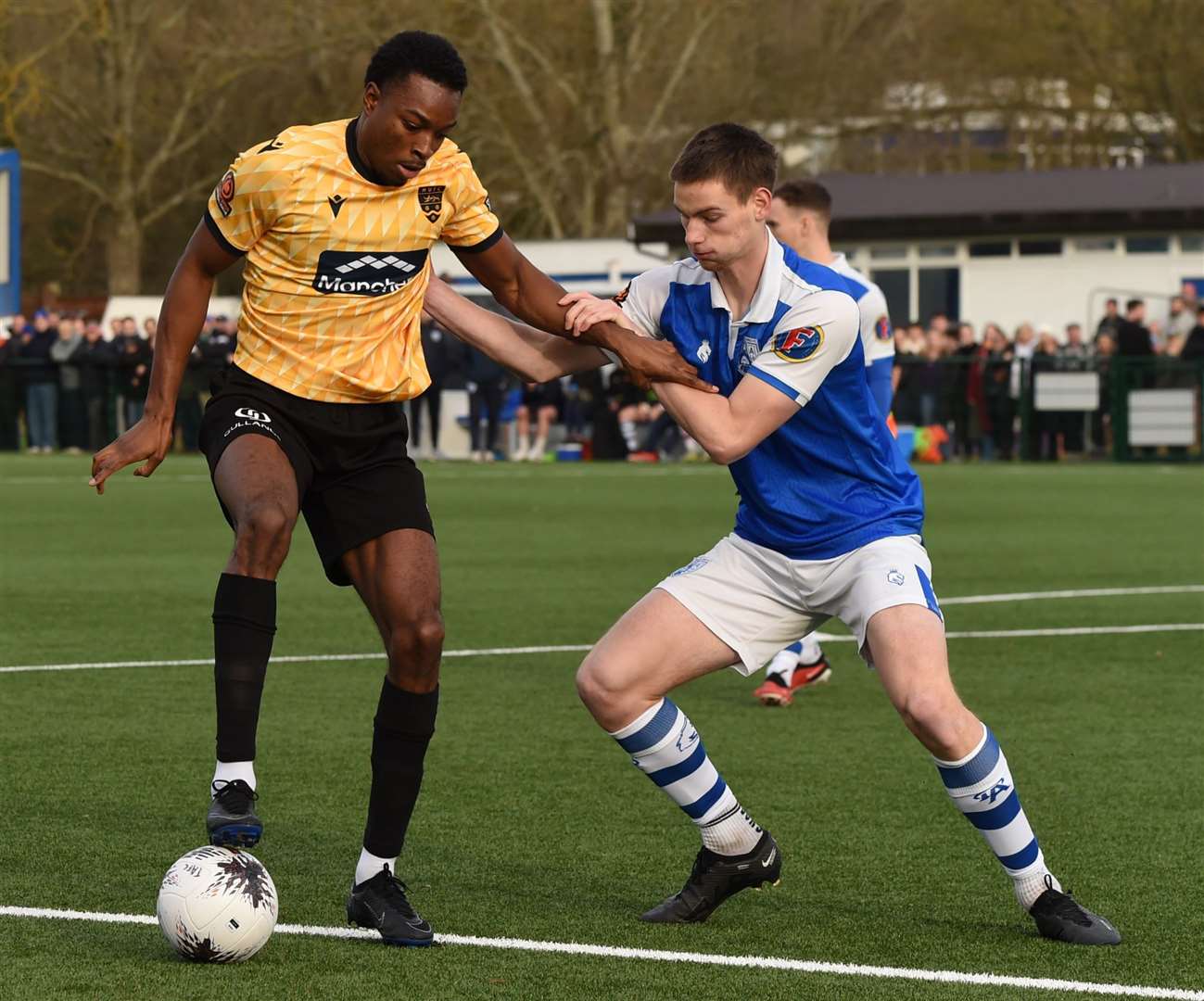 Maidstone defender Raphe Brown in action against Tonbridge on Boxing Day. Picture: Steve Terrell