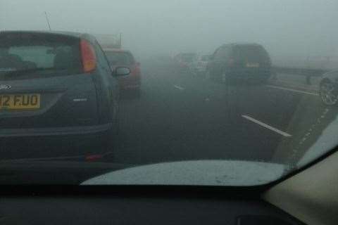 Fog on the Sheppey Bridge in September 2013. Picture: Louise Farrugia