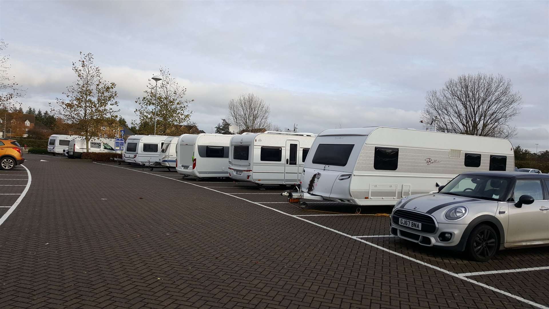 Travellers were set up in Ashford's Stour Centre car park