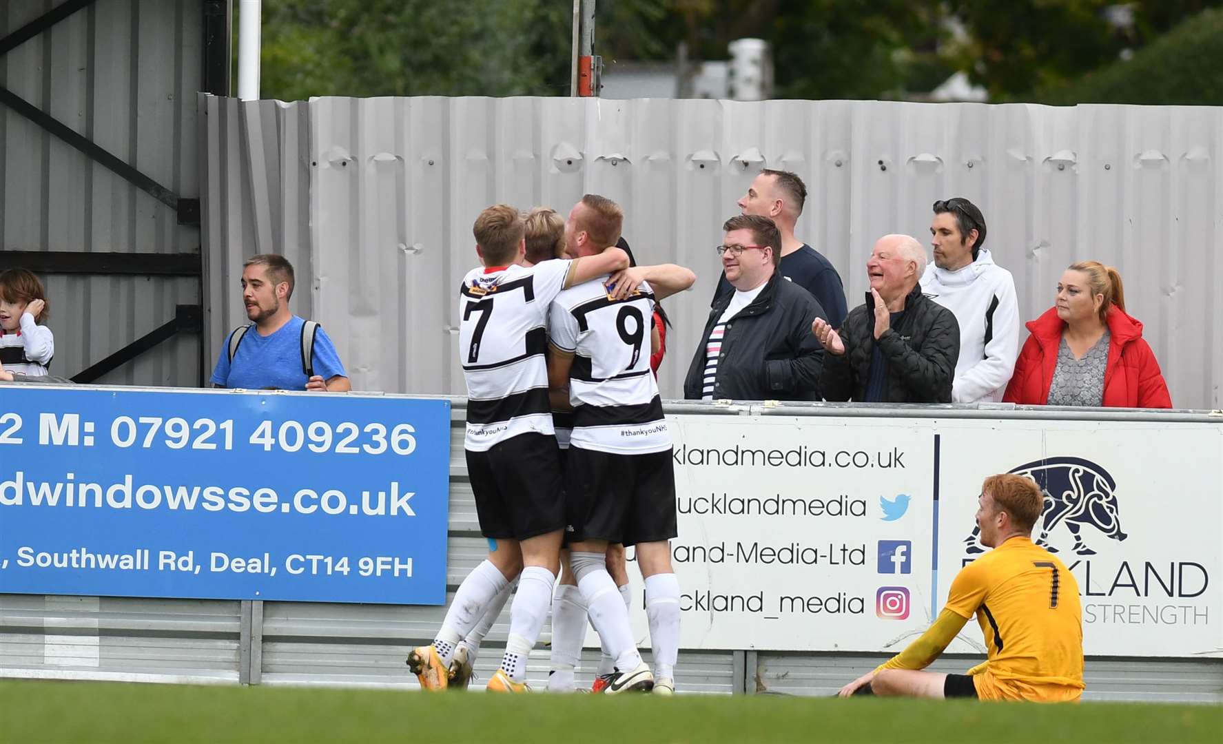 Deal celebrate one of their four goals in the 4-0 victory. Picture: Paul Davies