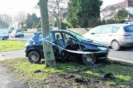 Scene of crash in City Way, Rochester