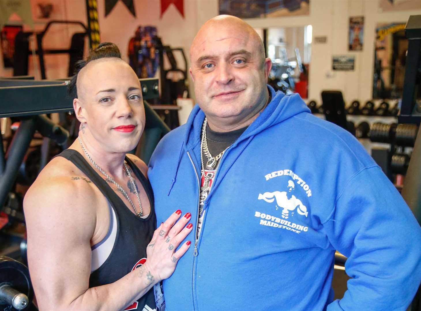 Female body builder Frances Amies-Winter from Maidstone, with husband Steve, in 2019 Picture: Matthew Walker