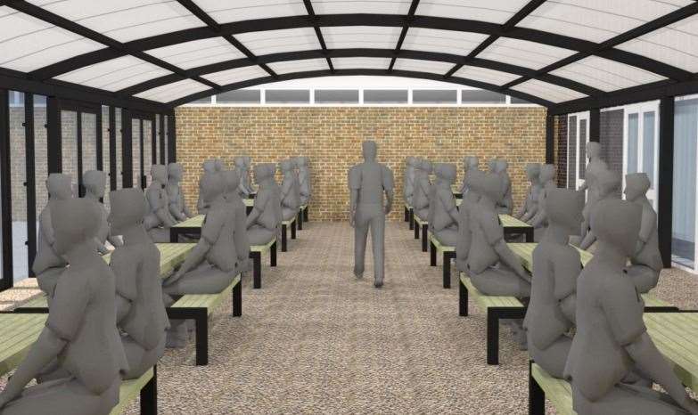 A number of pupils will be able to eat under the canopy
