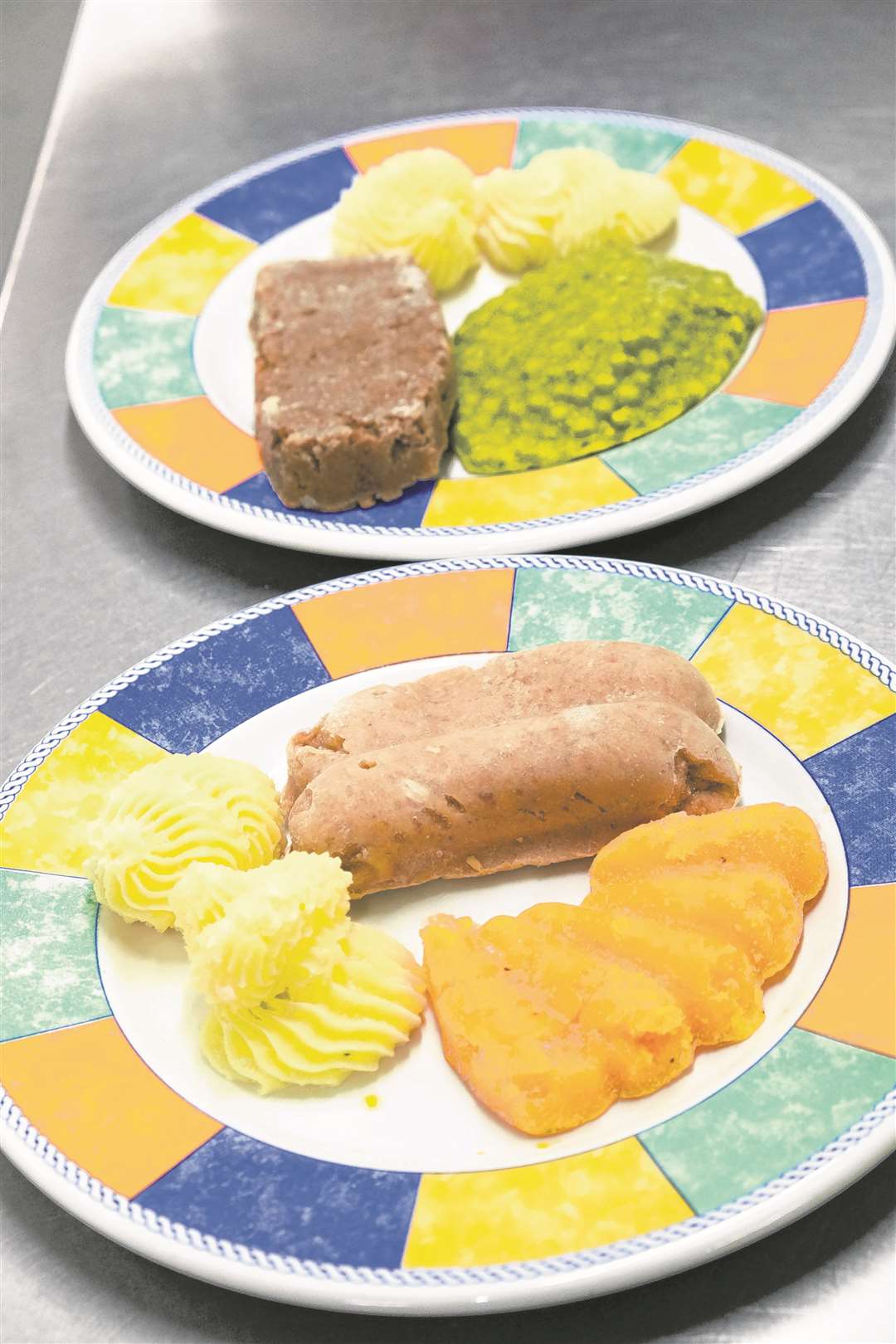 Pureed meals made back into the shape of the original product