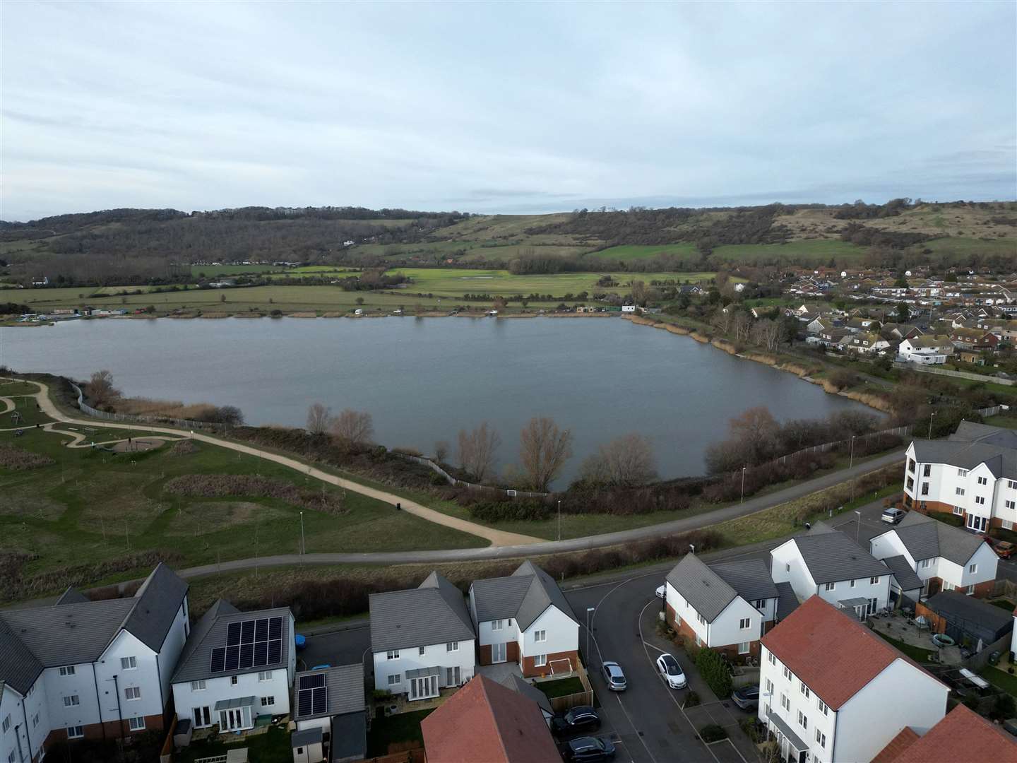 The development on Dymchurch Road, near Hythe, has its own lake. Picture: Barry Goodwin