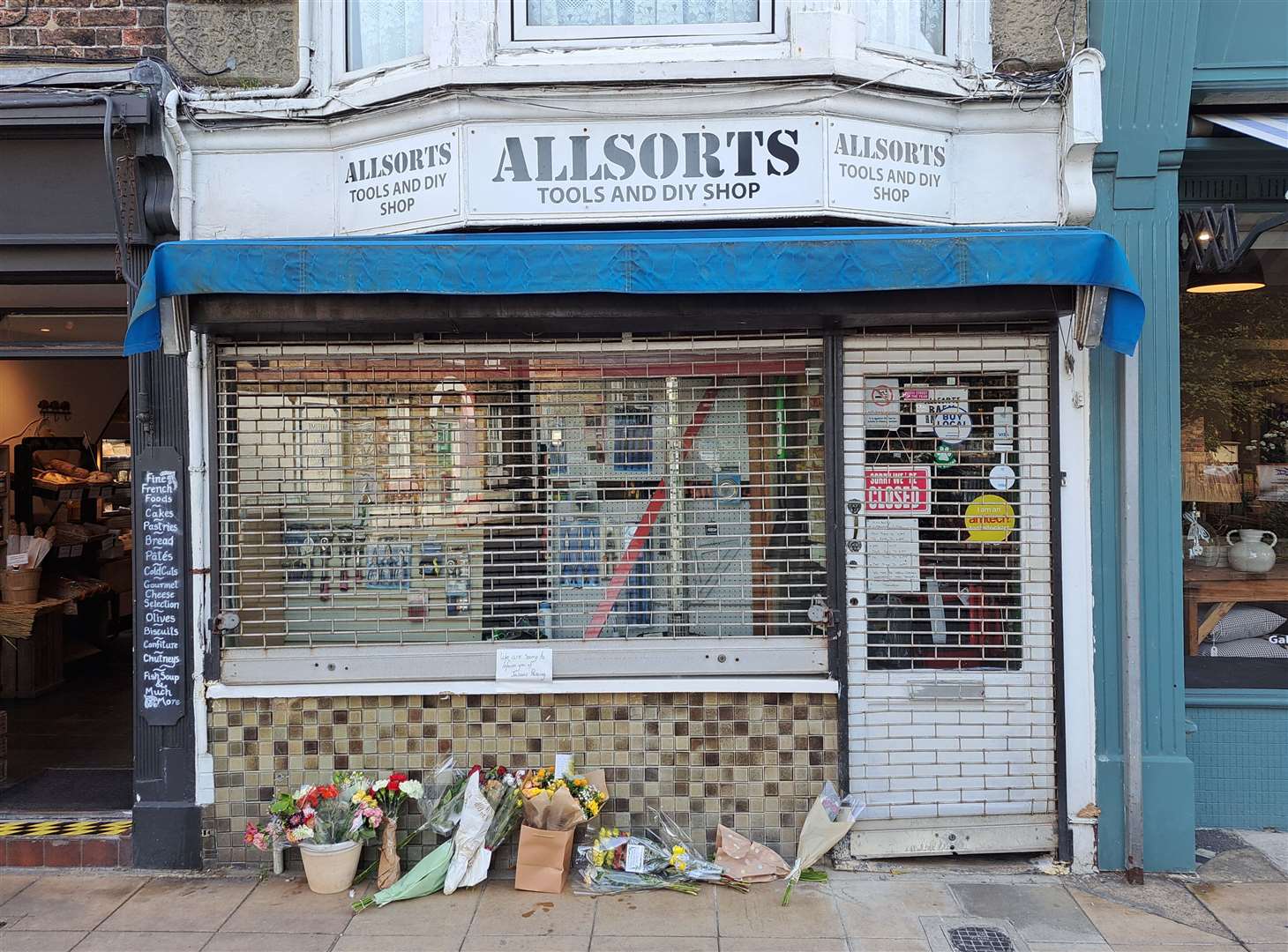 Flowers outside Mr Down’s shop