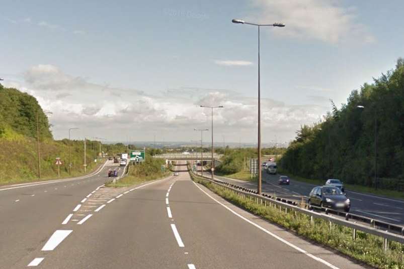 A crash involving three cars partially blocked a slip road on the northbound A229. Picture: Google