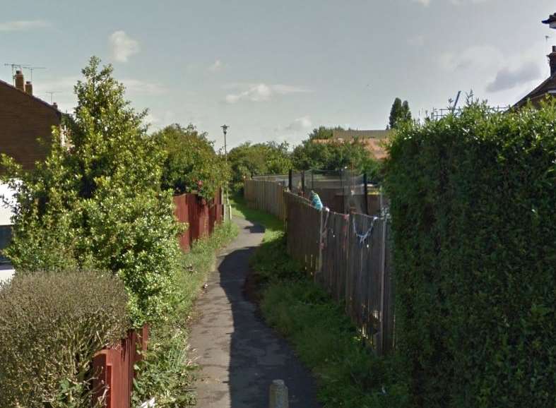 The alleyway between Park Place and Cade Road in Ashford. Picture: Google.