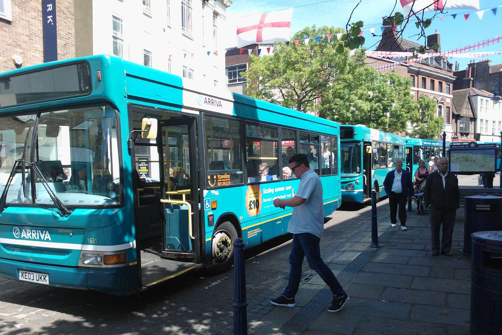 The incident caused bus gridlock in the town centre