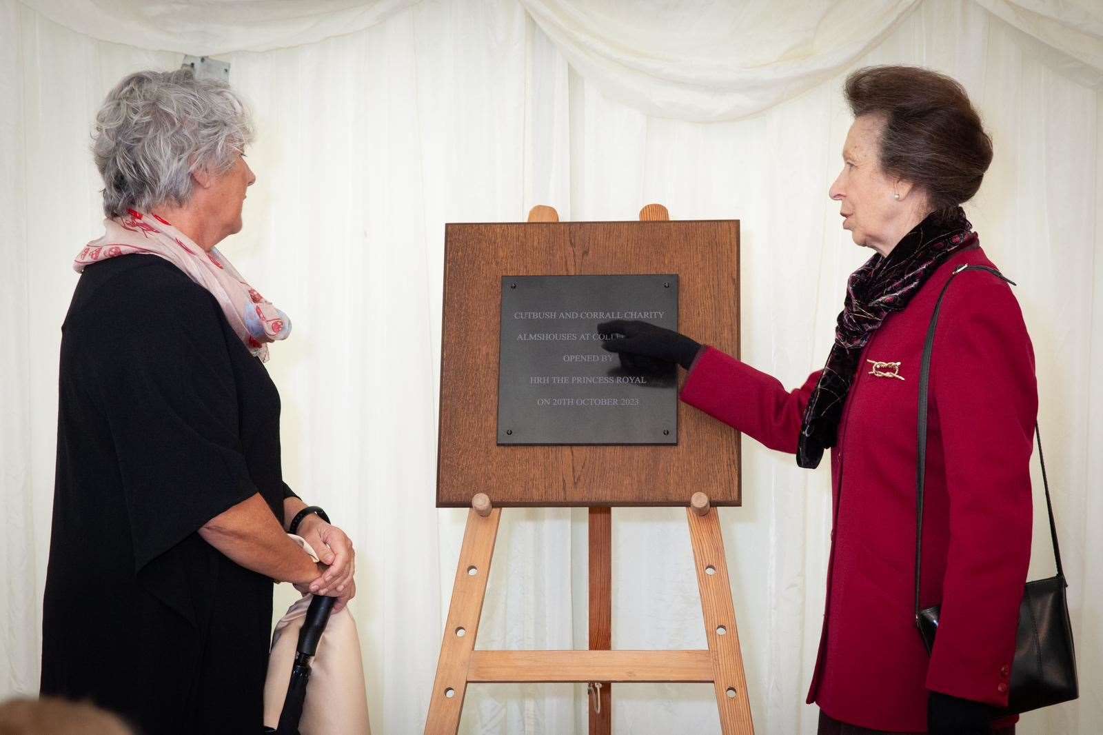 Liz Abi-Aad with Princess Anne at the plaque unveiling