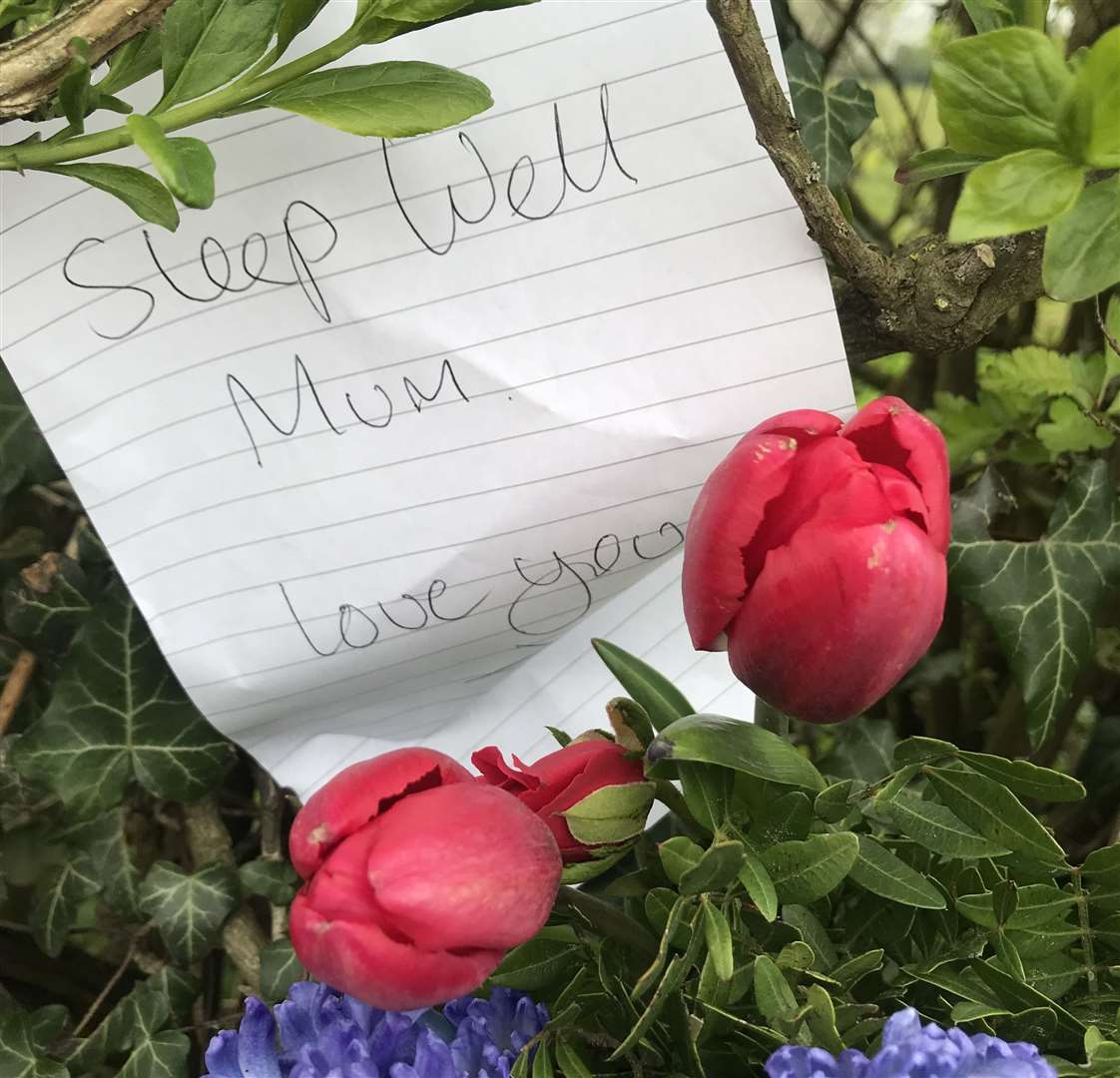 A poignant note was left by the roadside in memory of Sylvia Whibley