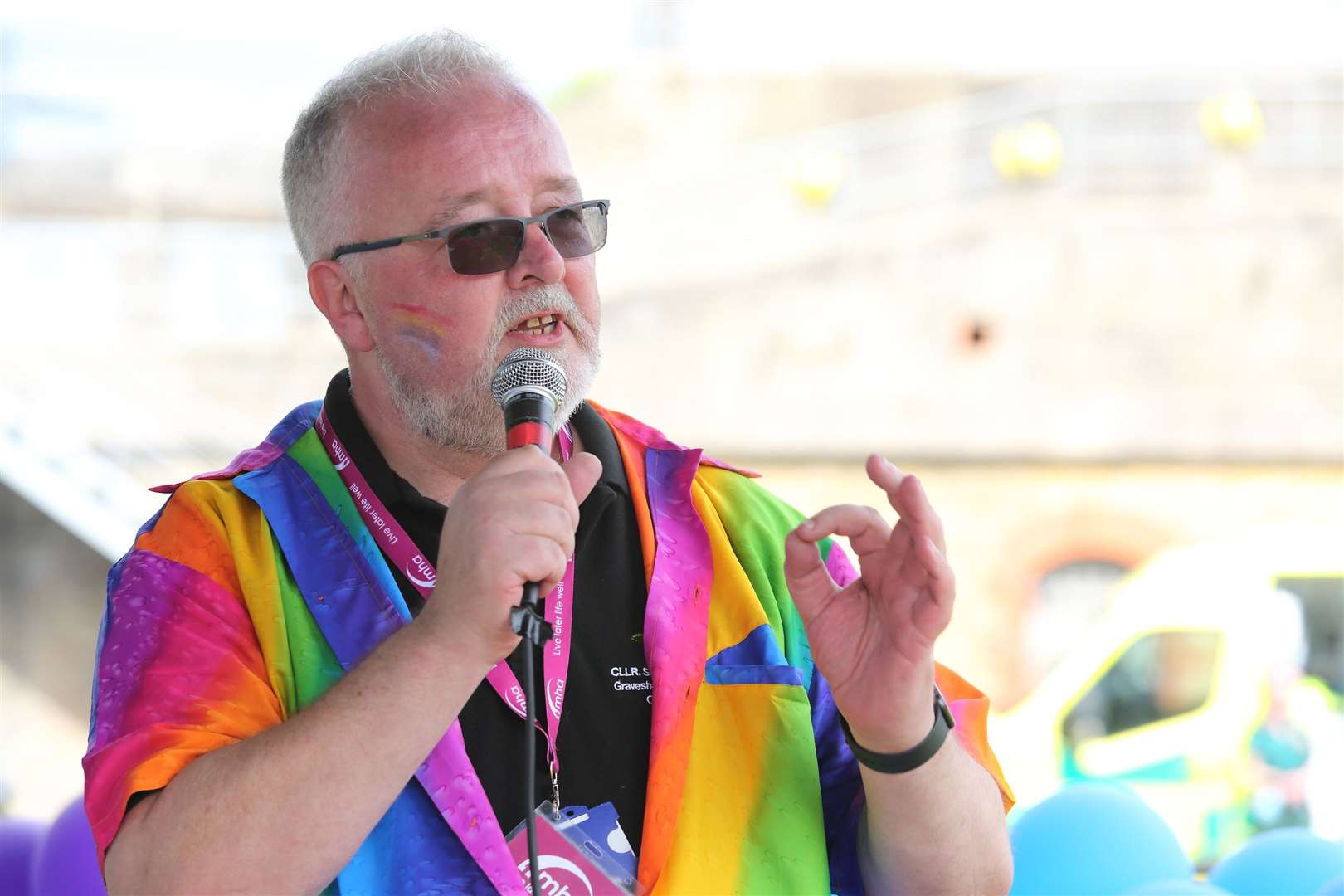 Cllr Steve Thompson speaks at Gravesham Pride. Photo: Cohesion Plus