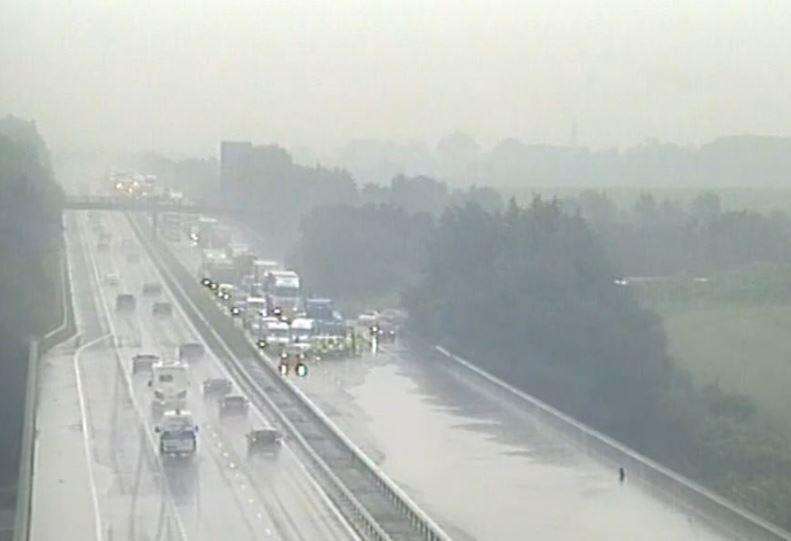 Yesterday's bad weather led to queues on the M2. Picture: Highways England