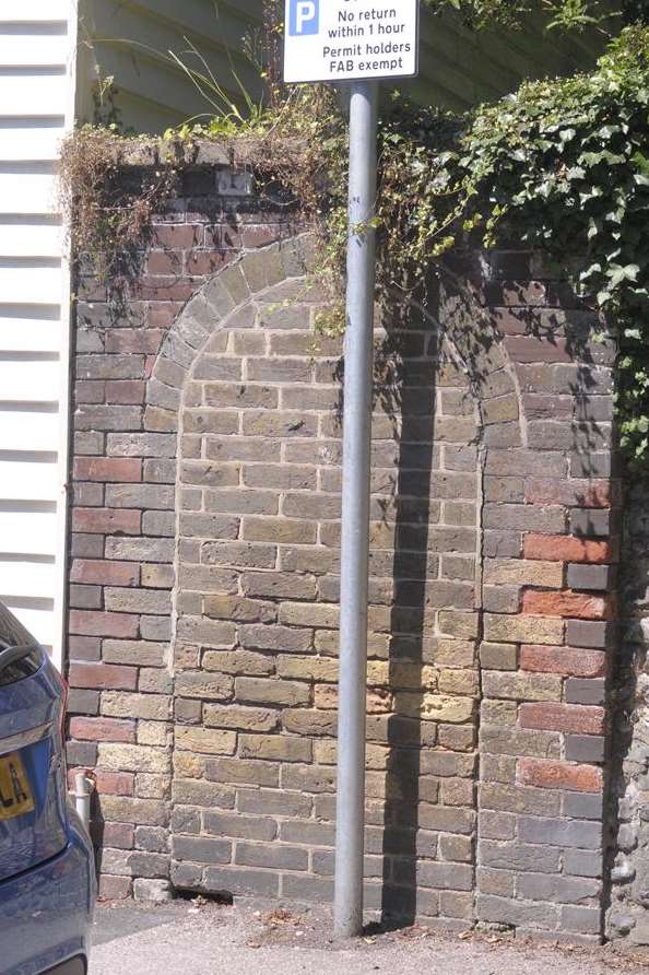 Blocked-up gateway next to Davington Cottages and in the wall of the priory at the centre of a dispute involving Bob Geldof