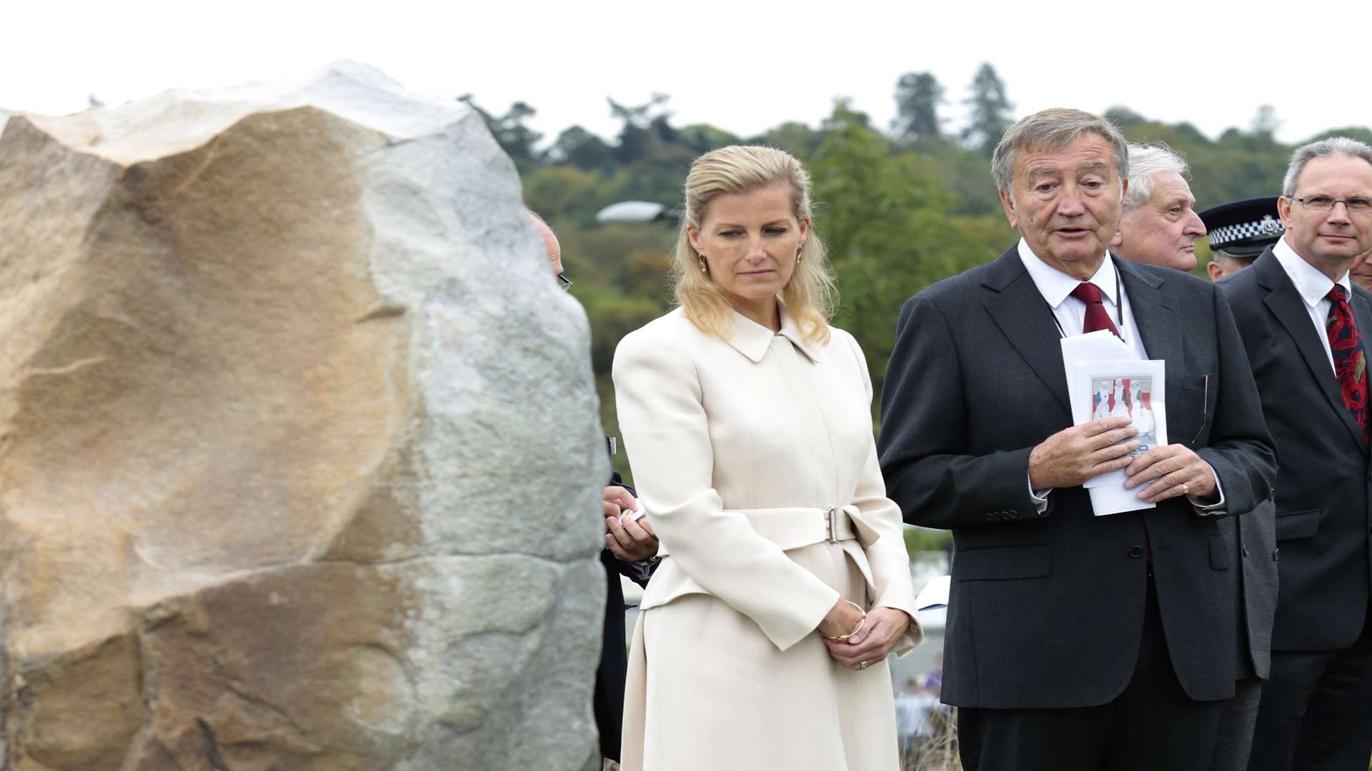 The Countess of Wessex looks on at the commemorative stone