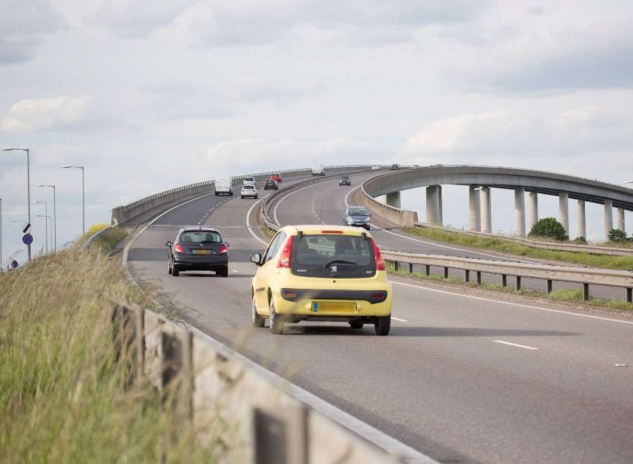Police closed off a lane on the Sheppey Crossing. Picture: Highways England.