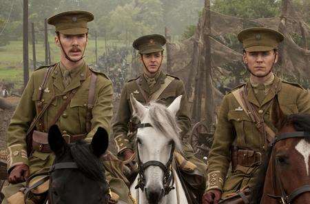 (l-r) Major Stewart (Benedict Cumberbatch), Lieutenant Waverly (Patrick Kennedy) and Captain Nichols (Tom Hiddleston). Picture: PA Photo/Walt Disney Studios Motion Pictures UK