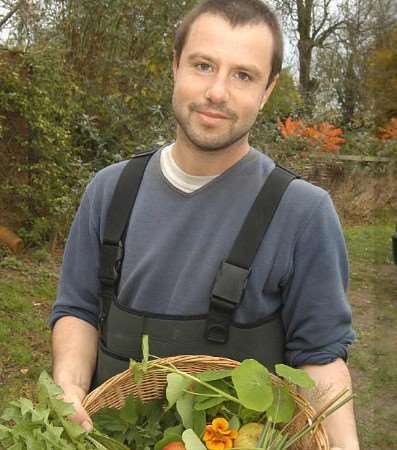 Fergus Drennan with food that he foraged. Picture: Paul Amos