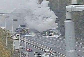 A lorry fire on the A2 near Bluewater has caused delays. Picture: National Highways
