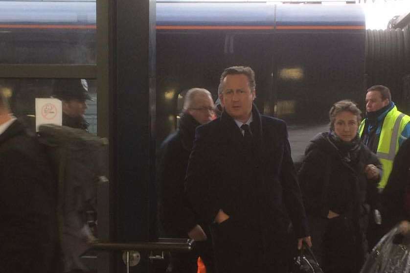 David Cameron was spotted at Ashford station