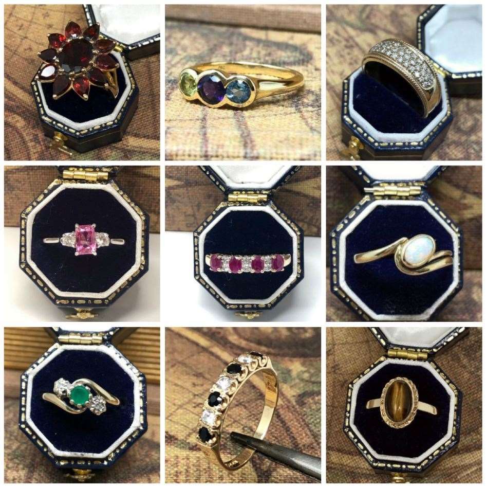 Police have issued pictures of stolen rings after an early morning raid at Reppin & Jones in Whitstable. Picture: Kent Police