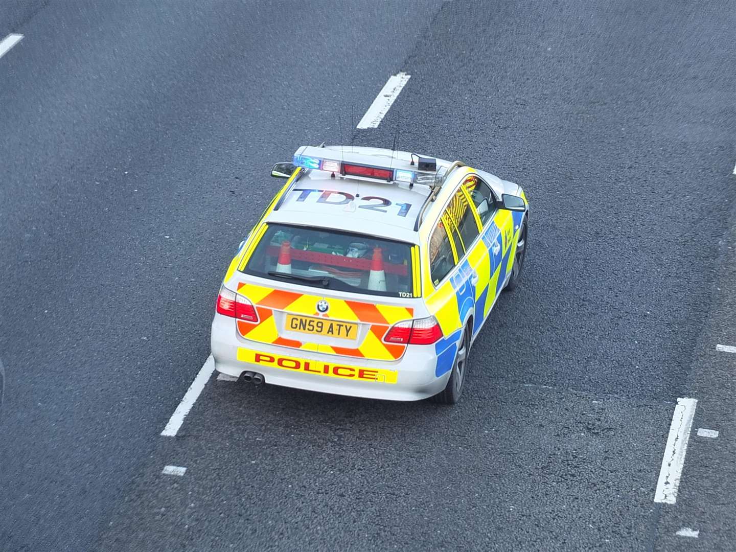 Police on their way to an accident. Stock image